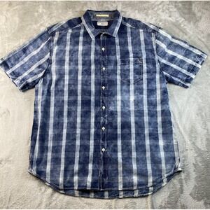 Tommy Bahama Jeans Shirt Men's XL Blue Short Sleeve Box Plaid Island Crafted